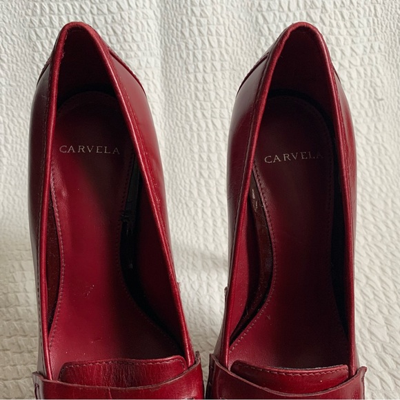 Carvela Oxblood Leather Platform High Heels Loafer Stilettos EU38 UK5 - Picture 5 of 14